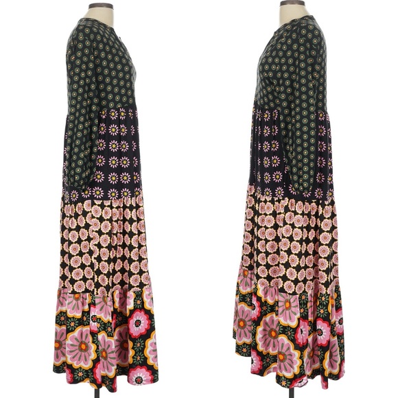 BODEN Floral Long Sleeve Tiered Jersey Maxi Dress in Hotch Potch Multi Womens 10 - Picture 5 of 10